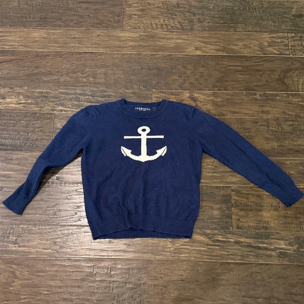 Navy Anchor Knit Sweater - White Anchor Graphic size 4